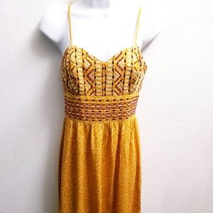 Xhiliration Yellow Orange Tribal Maxi Dress Small